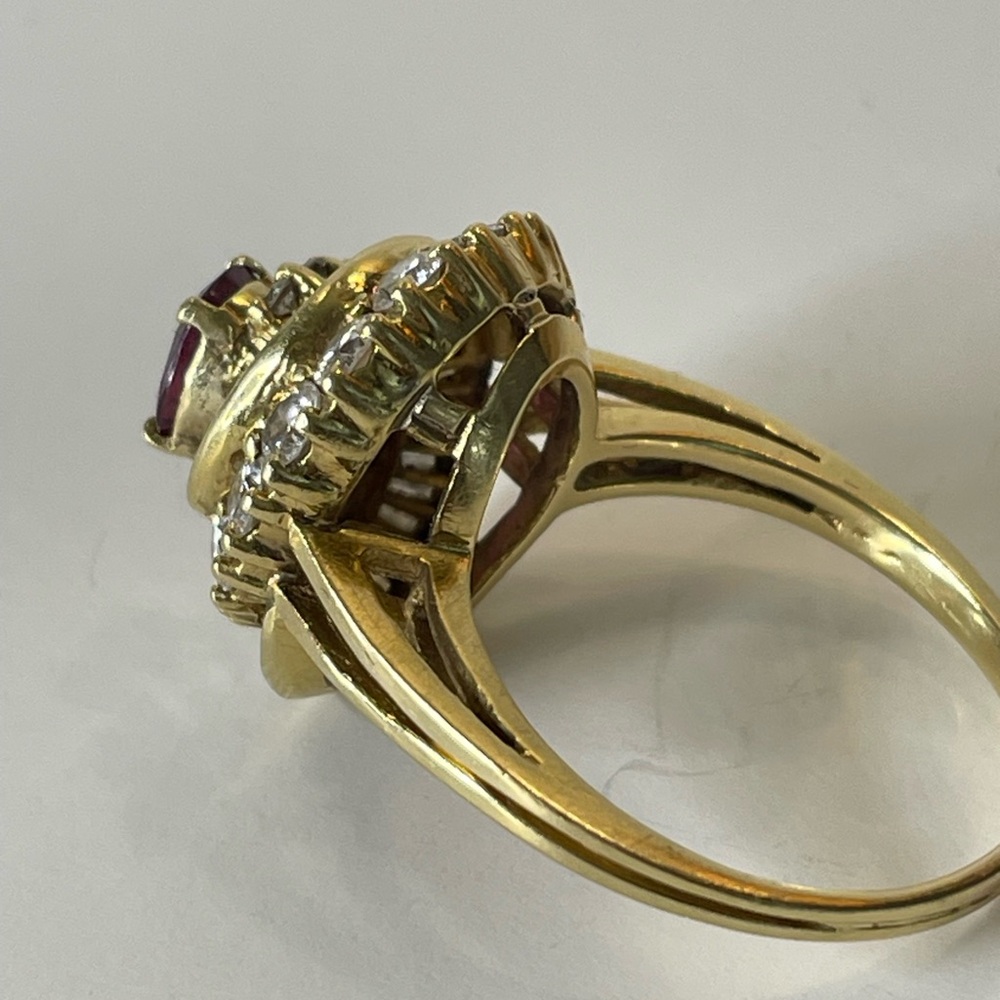 Vintage 14k Gold Cocktail Ring Diamonds Ruby Swirl Estate Appraisal $4,995 Sz 9 - Picture 12 of 16